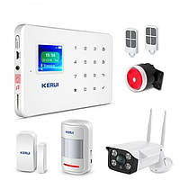 Комплект GSM сигналізації KERUI G18 + IP WI-FI камера вулична (KJKSDJISD9D) HR, код: 1893360