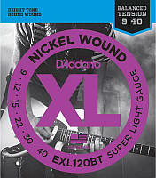 Струны для электрогитары D'Addario EXL120BT Nickel Wound Balanced Tension Super Light Electri TS, код: 6839010