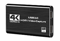 Внешняя карта видеозахвата 4K HDMI в USB 3.0 c микрофонным входом и выходом на наушники