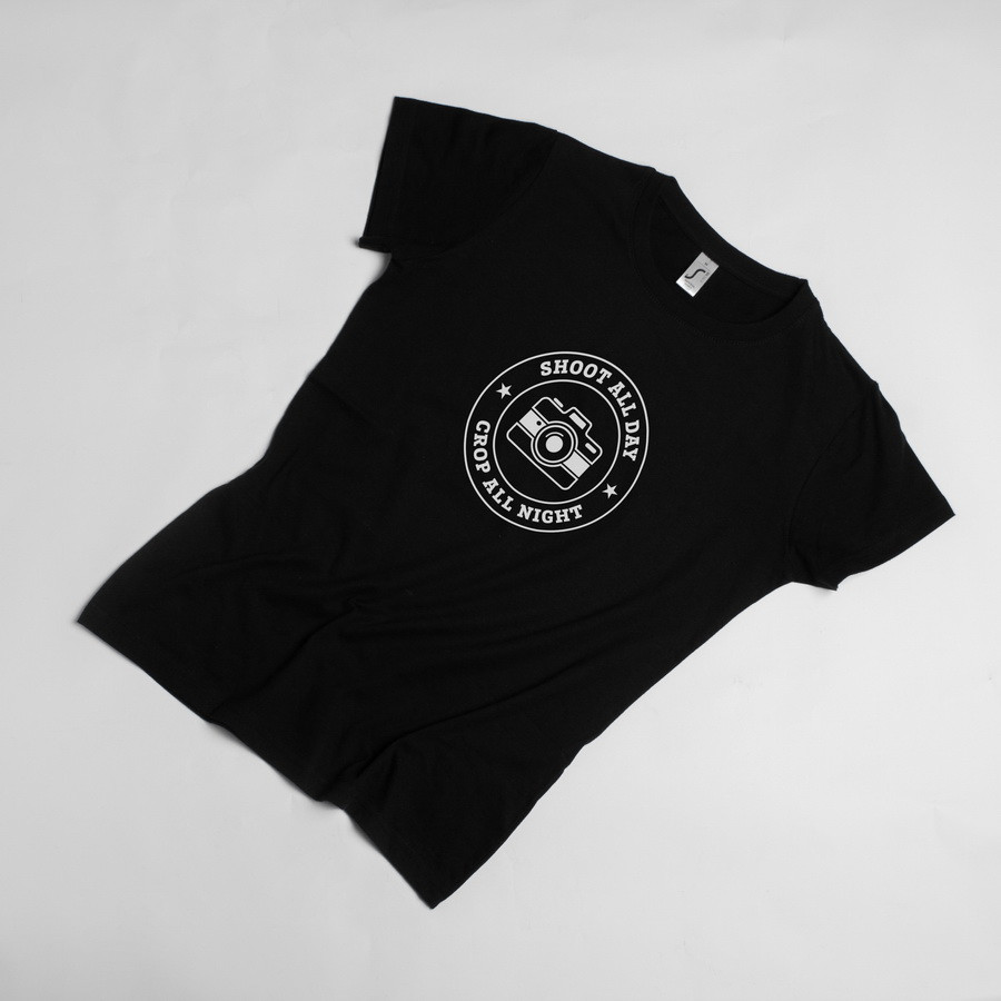 Футболка "Shoot all day, cropp all night" жіноча, Чорний, XS, англійська 4603155