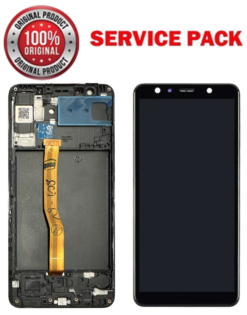 Дисплейний модуль (екран) для Samsung A750 2018 Чорний Оригінал У рамці