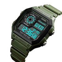 Военные мужские наручные часы зеленые SKMEI 1299AG / Мужские армейские водостойкие RI-952 тактические часы