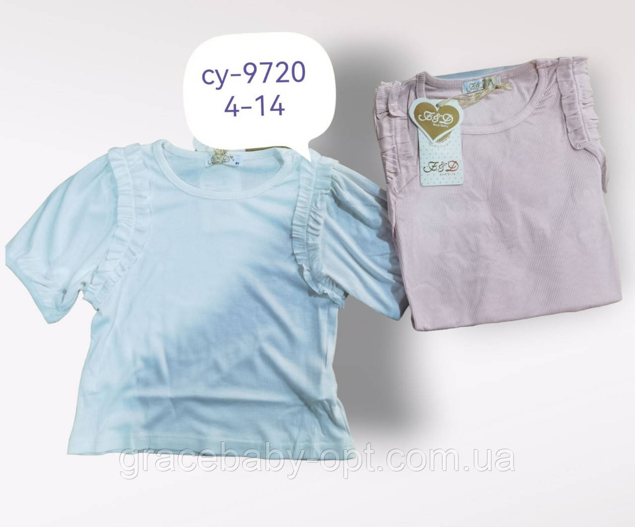 Футболка в рубчик для дівчаток оптом, F&D, 4-14 років, No CY-9720