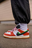 Женские стильные демисезонные кроссовки качественные кроссовки Nike SB Dunk , красные с белым