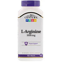 Аргинин 21st Century Health Care L-Arginine Maximum Strength 1000 mg 100 Tabs CEN-27086 ZZ, код: 7517387