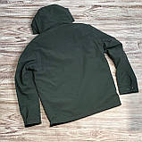 Чоловіча легка куртка вітровка з капюшоном у темно-зеленому часі, фото 4