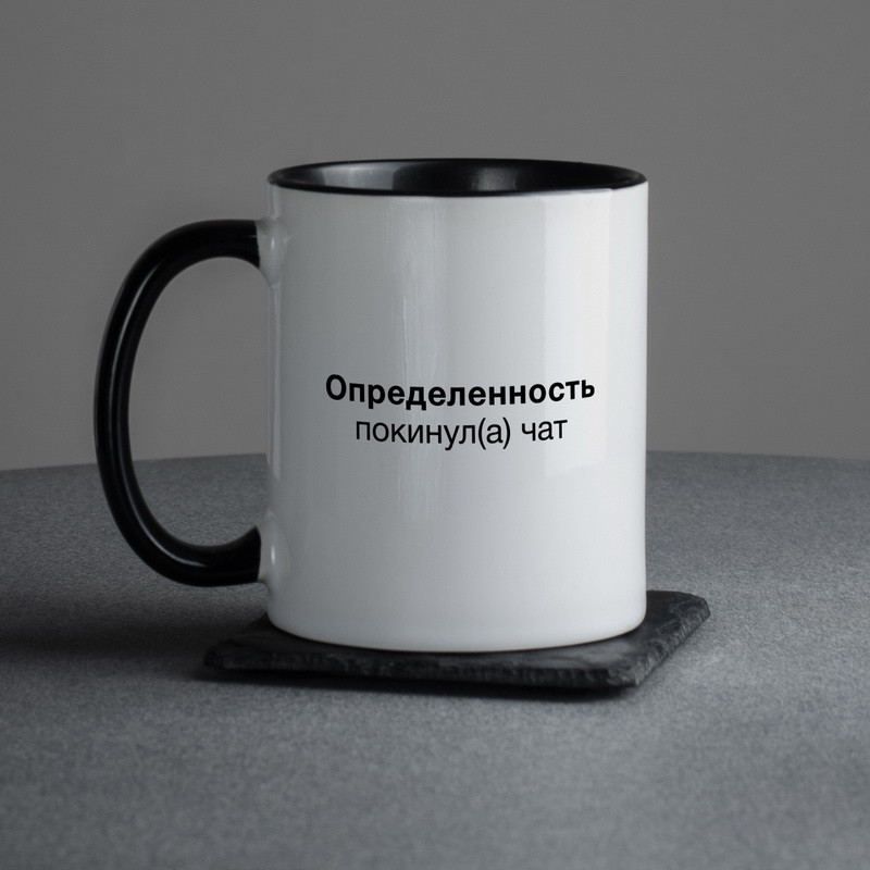 Чашка "Определенность покинул(а) чат", чорна, 330 мл 4606260