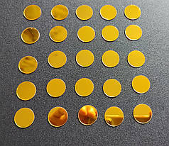Дзеркальні пластикові наклейки круги Золоті 60 шт 2 см Б369