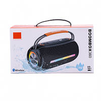 Портативна колонка BOOMSBOX 360 BT/TF/USB/AUX з підсвічуванням 20 Вт, чорна