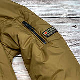 Чоловіча стьобана куртка з капюшоном у гірчичному кольорі, фото 8