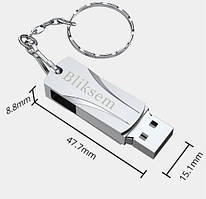 Металева USB флешка брелок Bliksem 64 Gb Флеш накопичувач для ноутбука та пк