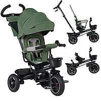 Коляска велосипед для детей с родительской ручкой Kinderkraft SPINSTEP Green, Детские велоколяски трёхколёсные