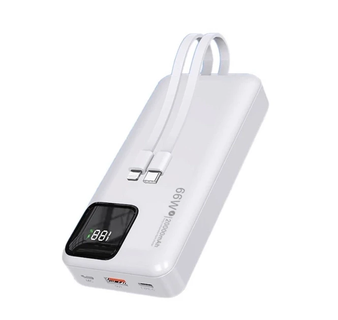 Портативний акумулятор павербанк BIYA 20000 mAh 66 W White (XS28)