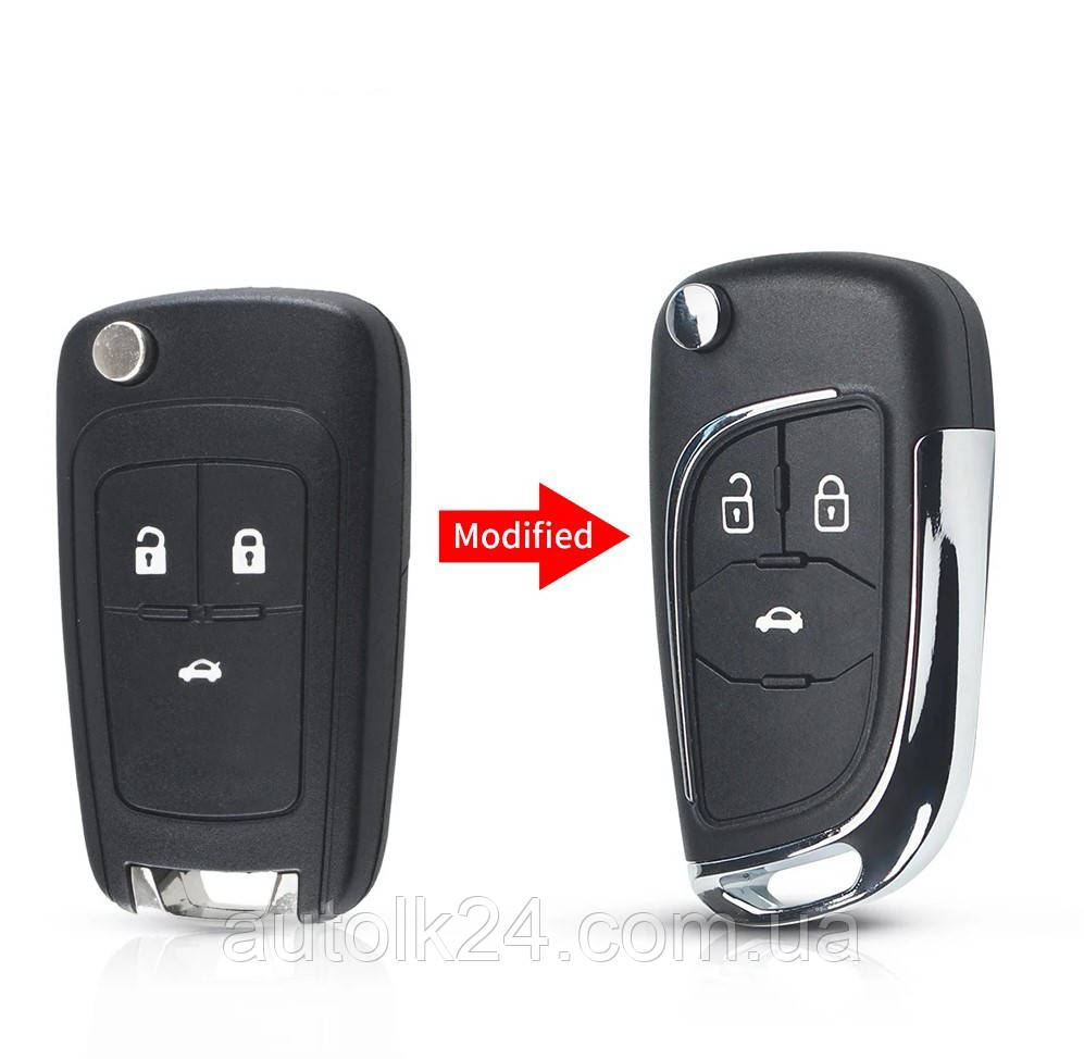 Корпус викидного ключа Chevrolet 3 кнопки лезо HU100 (для переробки), фото 1