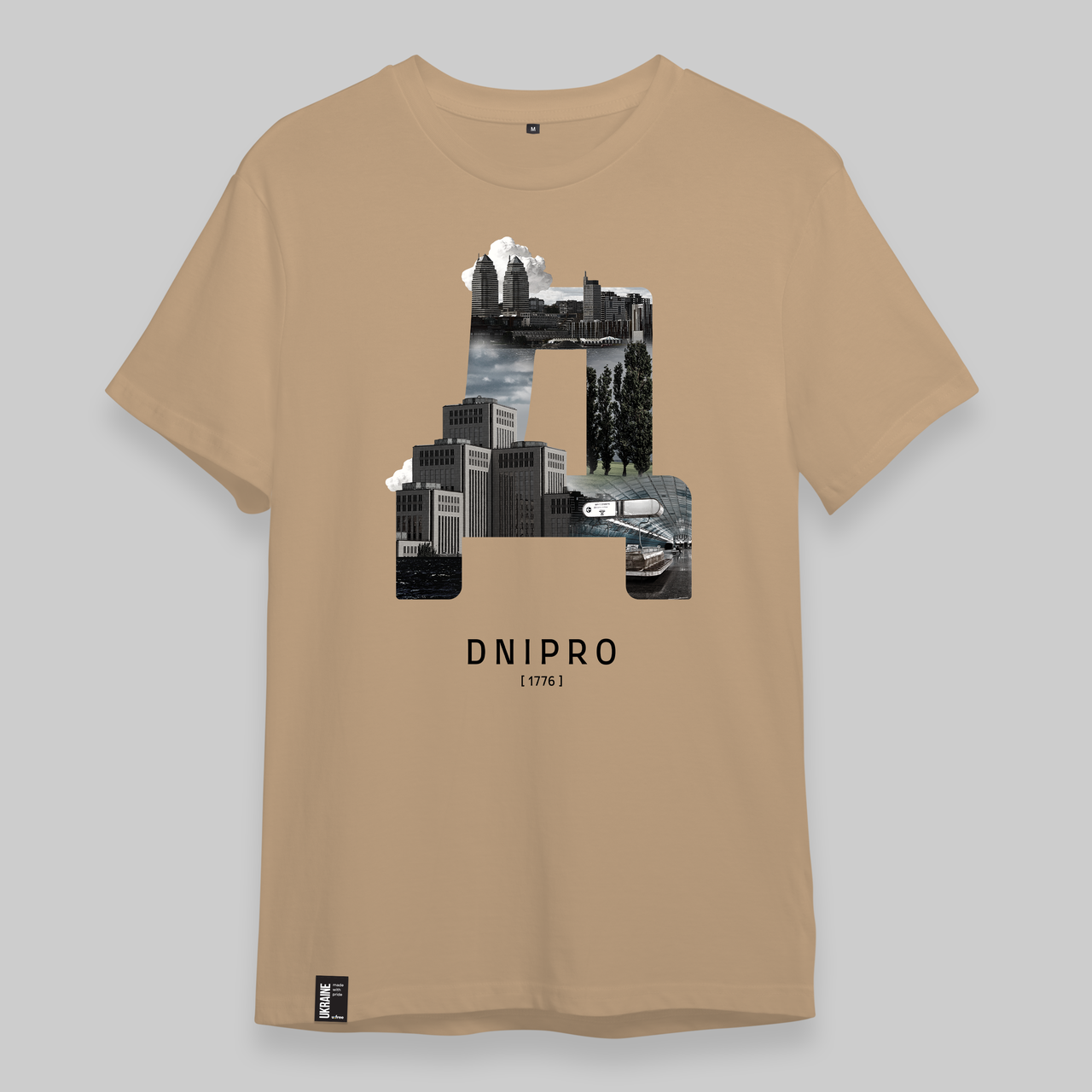 Футболка бежева унісекс "Дніпро" / дизайнерська футболка
