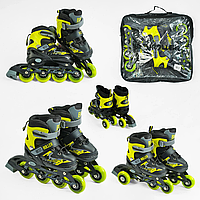 Детские ролики Best Roller 10890-S размер 30-33, колеса ПУ, стелька 17-18.5см, колеса 6.5 см, в сумке, желтые