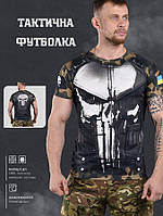 Тактична футболка потоотводящая oblivion armor,футболка punisher, тактична футболка з малюнком,чорна тактична футболка