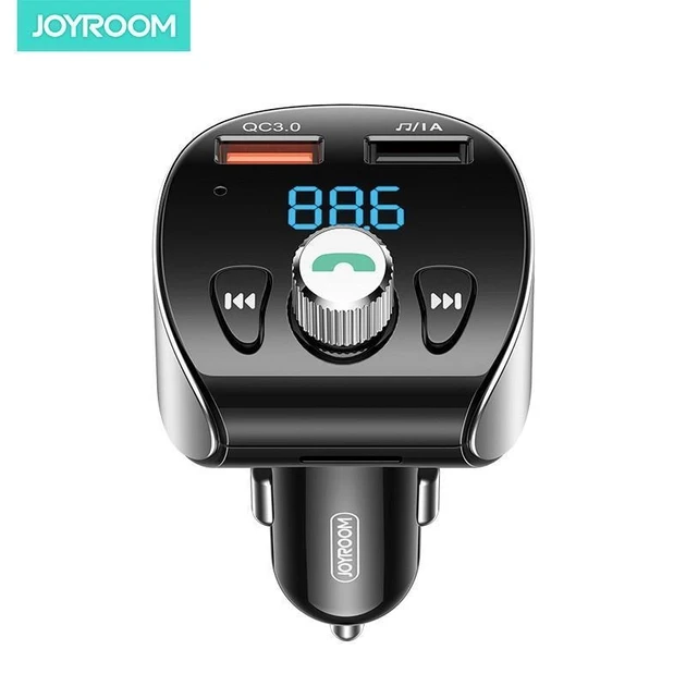 Автомобільний зарядний пристрій з FM-модулятором JOYROOM with Bluetooth FM Shadow Series Black (JR-CL02)