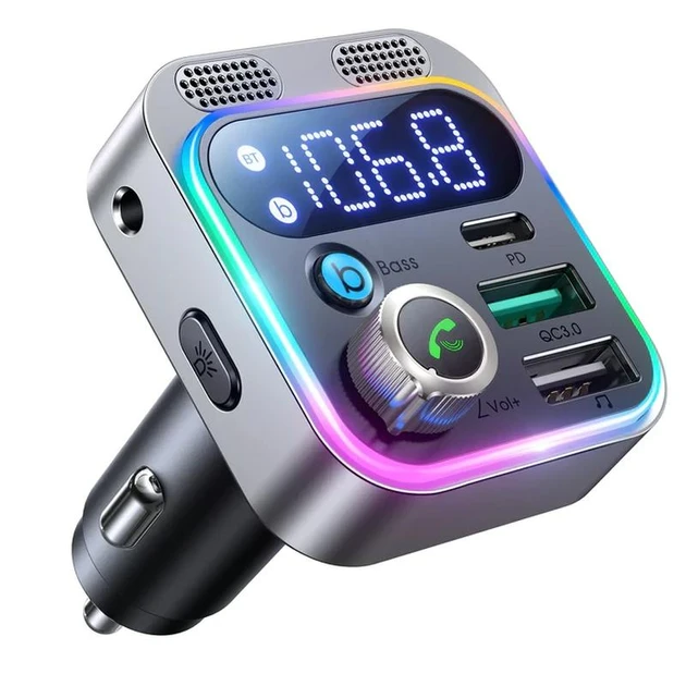 Автомобільний зарядний пристрій з FM-модулятором Joyroom 2xUSB-A/USB-C 48W Black (JR-CL16)