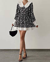Женское стильное платье мини в цветочек ткань: софт принт+коттон Мод. 140