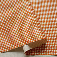 Ткань хлопок для рукоделия мелкая оранжевая гусиная лапка 50см/30см