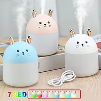 Увлажнитель воздуха и ночник 2в1 Котик 7 цветов подсветки Humidifier Meng Chong USB