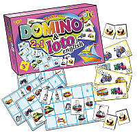 Детская развивающая настольная игра "Домино+Лото. Транспорт" MKC0220 на англ. языке lb