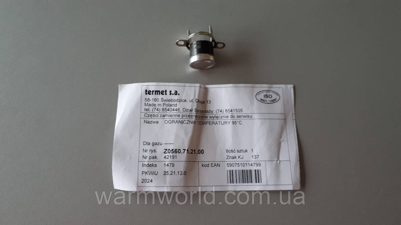 Z0560.71.21.00 Обмежувач температури 95 °C Termet, фото 1