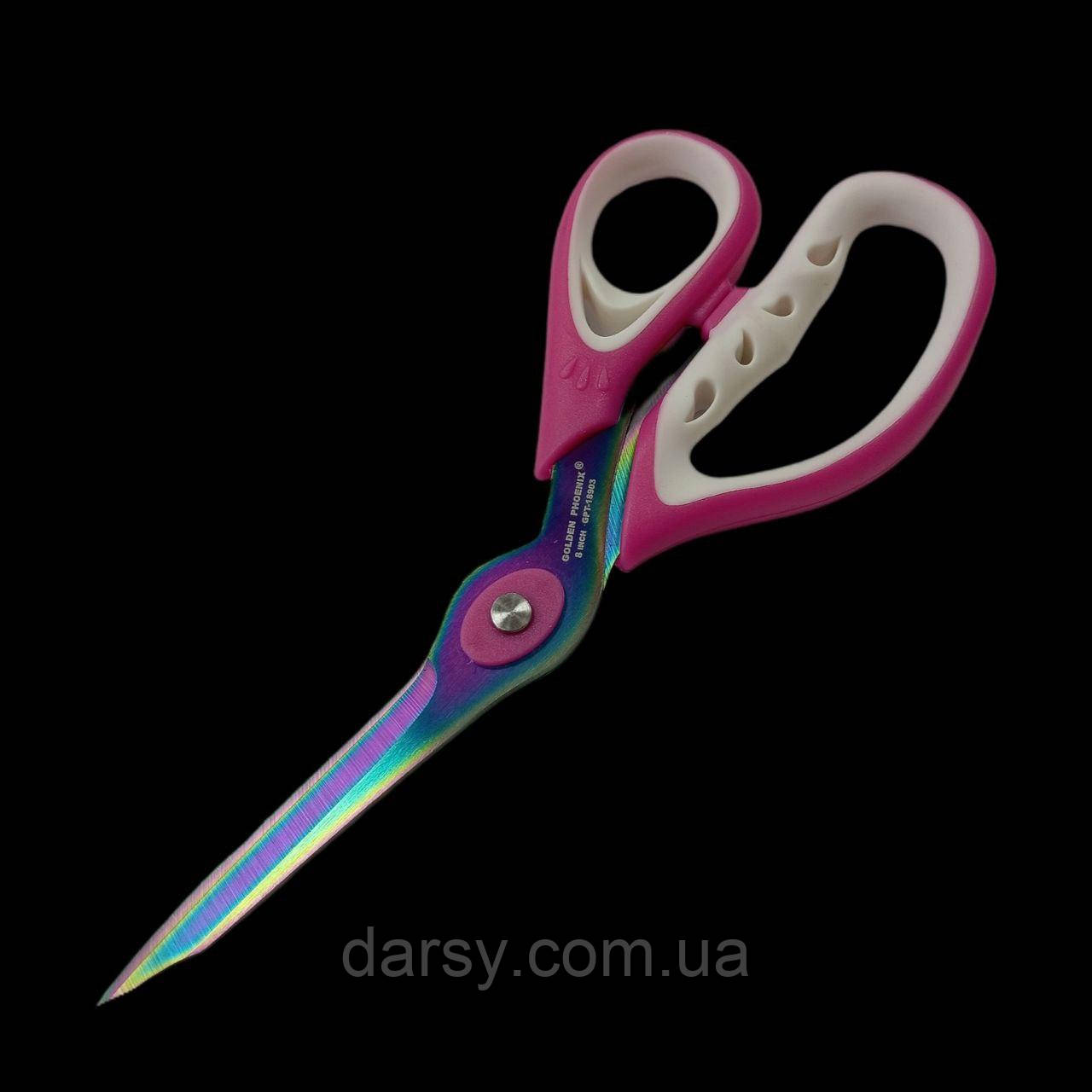 Кравецькі ножиці Golden Phoenix, 21 см, рожеві, фото 1