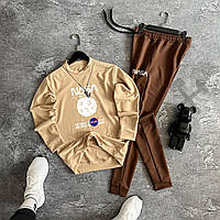 Спортивный костюм Nasa мужской весенний осенний трикотажный комплект Наса кофейно-бежевый