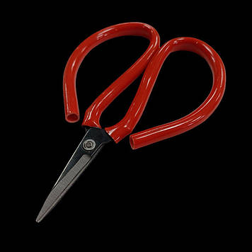 Ножиці по шкірі із прогумованою ручкою, 13 см, помаранчеві