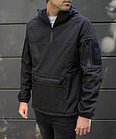 Чоловічий анорак Softshell на флісі чорний