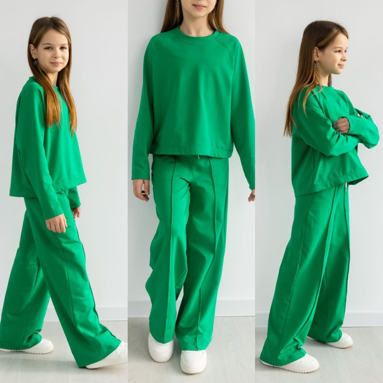 Костюм на Дівчинку двунитка 158 см 002782 Зелений, фото 1