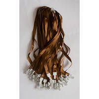 Шнурок для бейджа з кліпсою пластиковим кріпленням коричневий атлас