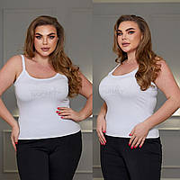 Базова жіноча літня футболка батал на широких бретельках (р.48-58). Арт-4838/4