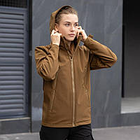 Женская куртка коричневая весенне-осенняя на девушку молодежная спортивная с капюшоном повседневная комфортная