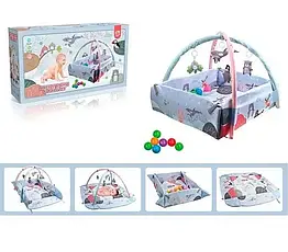 Дитячий розвиваючий ігровий килимок-манеж 116-60 з дугами та іграшками