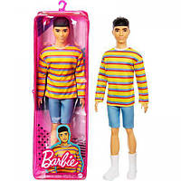 Кен Barbie "Модник" в полосатом джемпере трех цветов и шорты GRB91