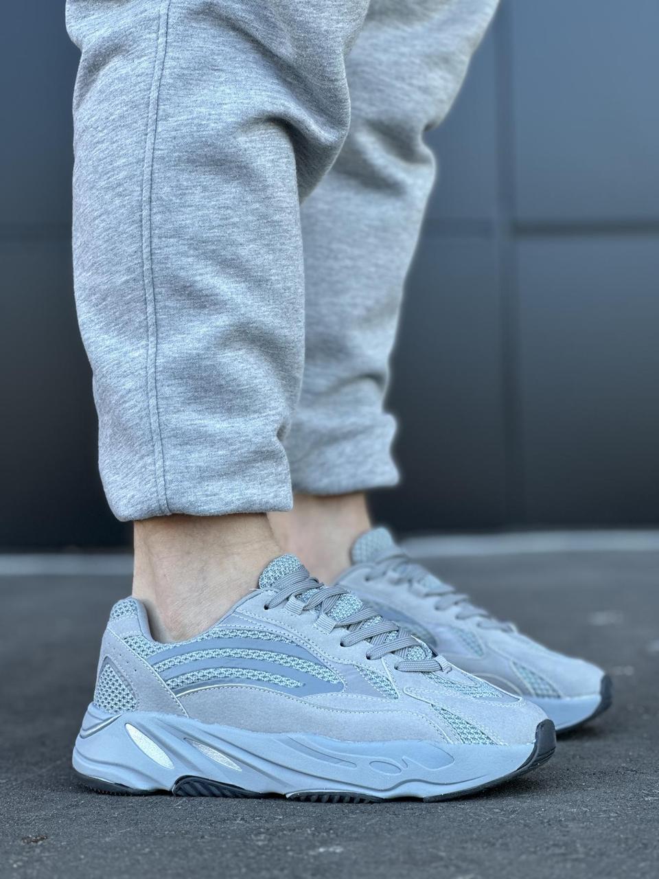 Чоловічі сірі кросівки замш / текстиль, легкі стильні кросівки для хлопців, чоловічі повсякденні кросівки, фото 1