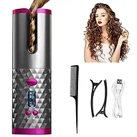 Автоматическая беспроводная аккумуляторная плойка для завивки волос Hair curler (заряжается от USB) с дисплеем