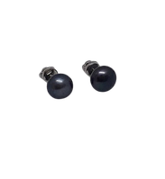 Срібні сережки пусети з чорною Перлиною