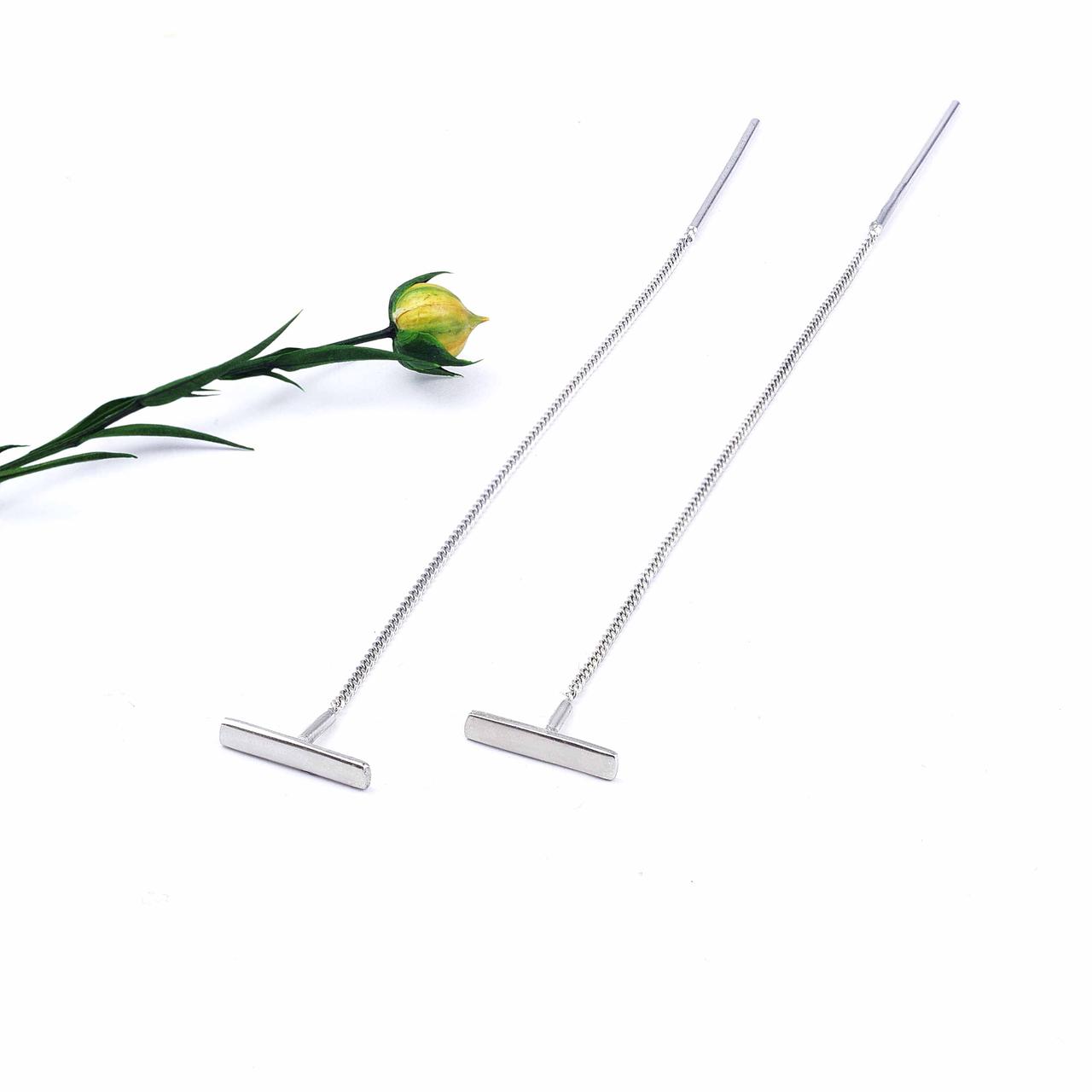 Срібні сережки протяжки Simple Elegance