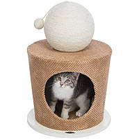 Царапка Trixie Дом с шаром для кошек, МДФ/джут/плюш, 36х50 см