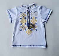 Вишиванка футболка інтерлок дитяча для хлопчика розмір 1-10 років, колір білий