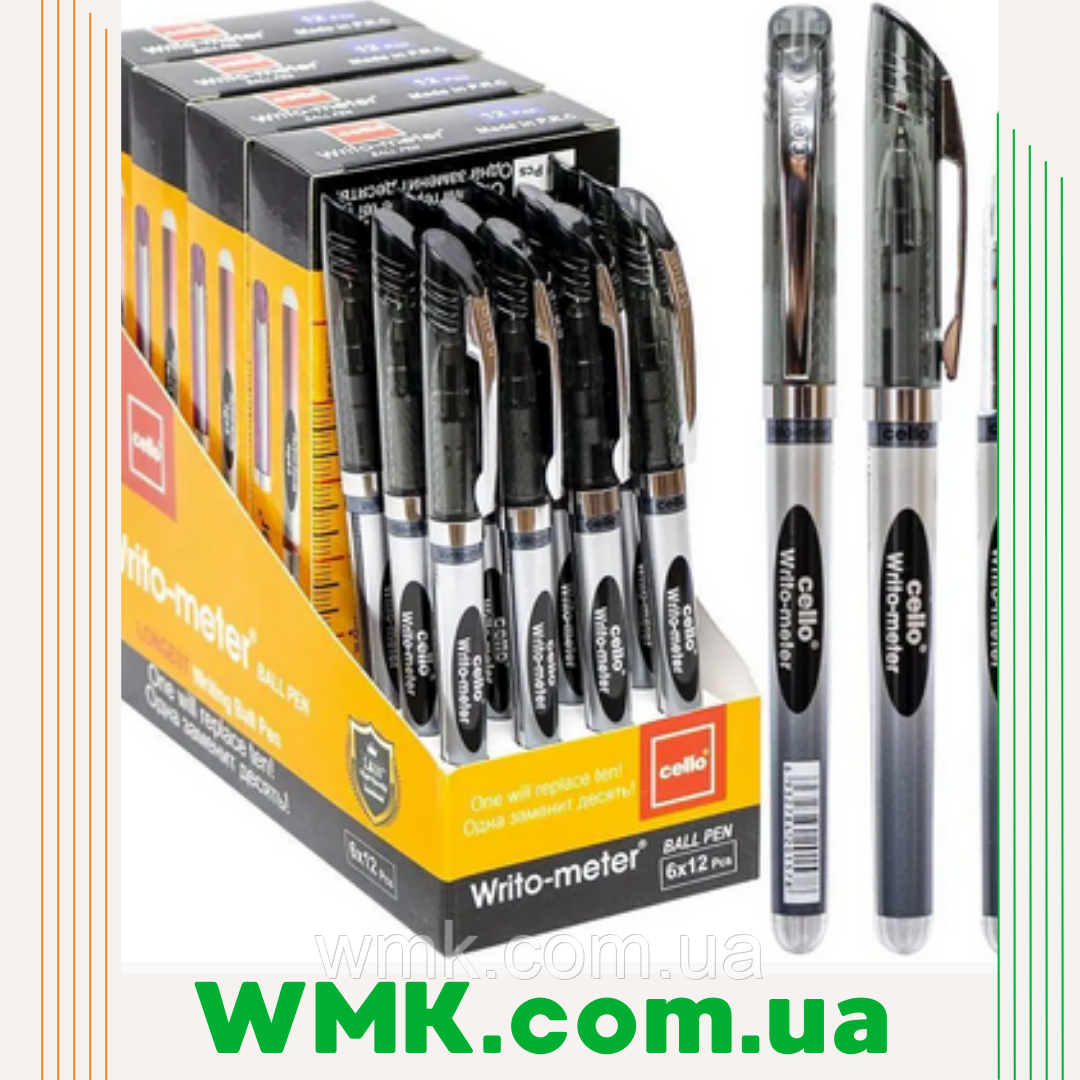 Ручка кілометрова 10 км Cello BL-8048 чорна 1 пачка 12 штук Ruchka 10km