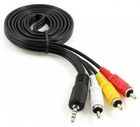 Шнур відео аудио miniJack 3,5 мм (довгий) 3 RCA 1м для тюнера Т2