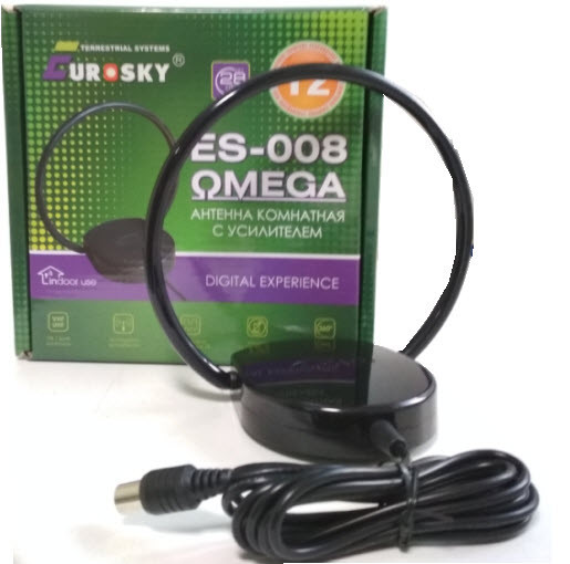 Кімнатна антена т2 Eurosky ES-008 Omega з підсилювачем до 10 км прямої видимості