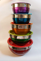 Набір мисок із неіржавкої сталі 5 шт. із кришками Edenberg EB-3637