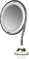 Складное зеркало для макияжа с Led подсветкой круглое на присоске увеличительное 10x Ultra Flexible mirror