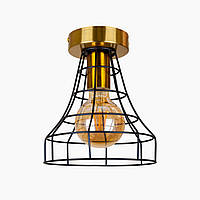 Бронзовый потолочный светильник с черным плафоном (52-X8876F-1 BRZ+BK)